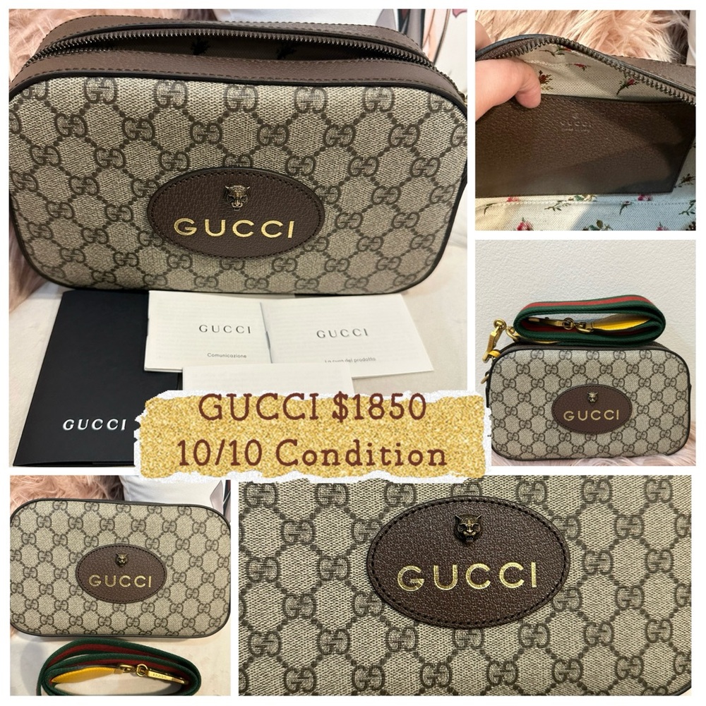Gucci Beige and Brown Monogram Clutch